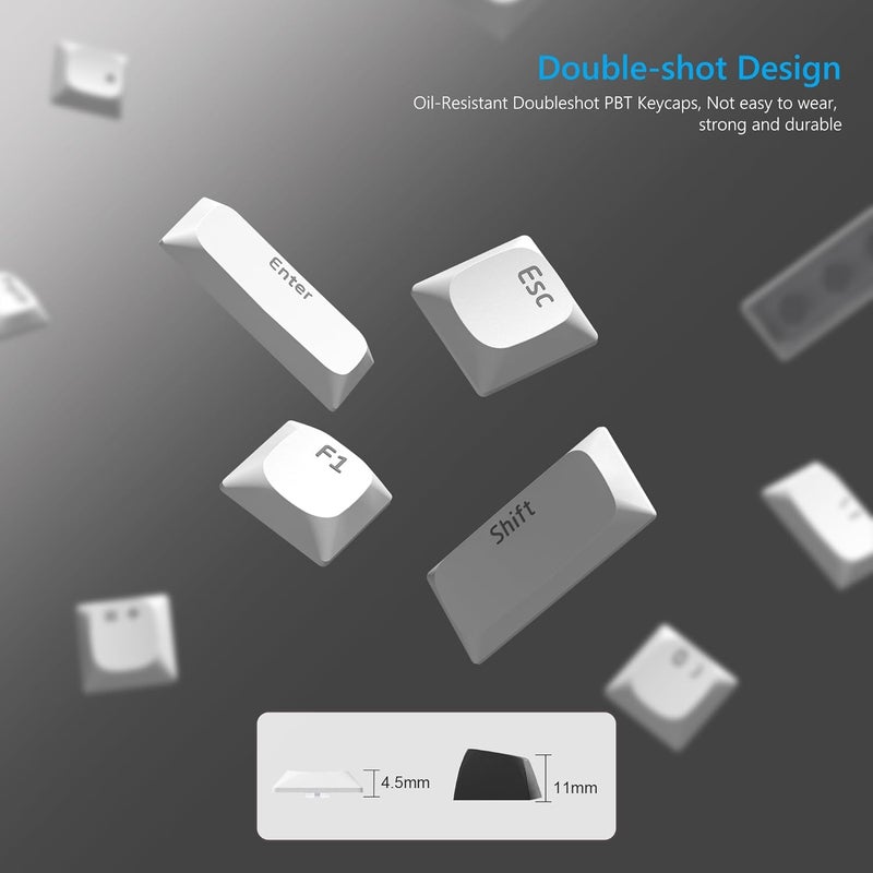 Womier Keycaps, Low Profile Keycaps, Shine Through Custom PBT Keyboard Key caps for 60% 65% 75% 80% 100% Cherry Gateron MX Switches Mechanical Keyboard,White Backlight - Image 2